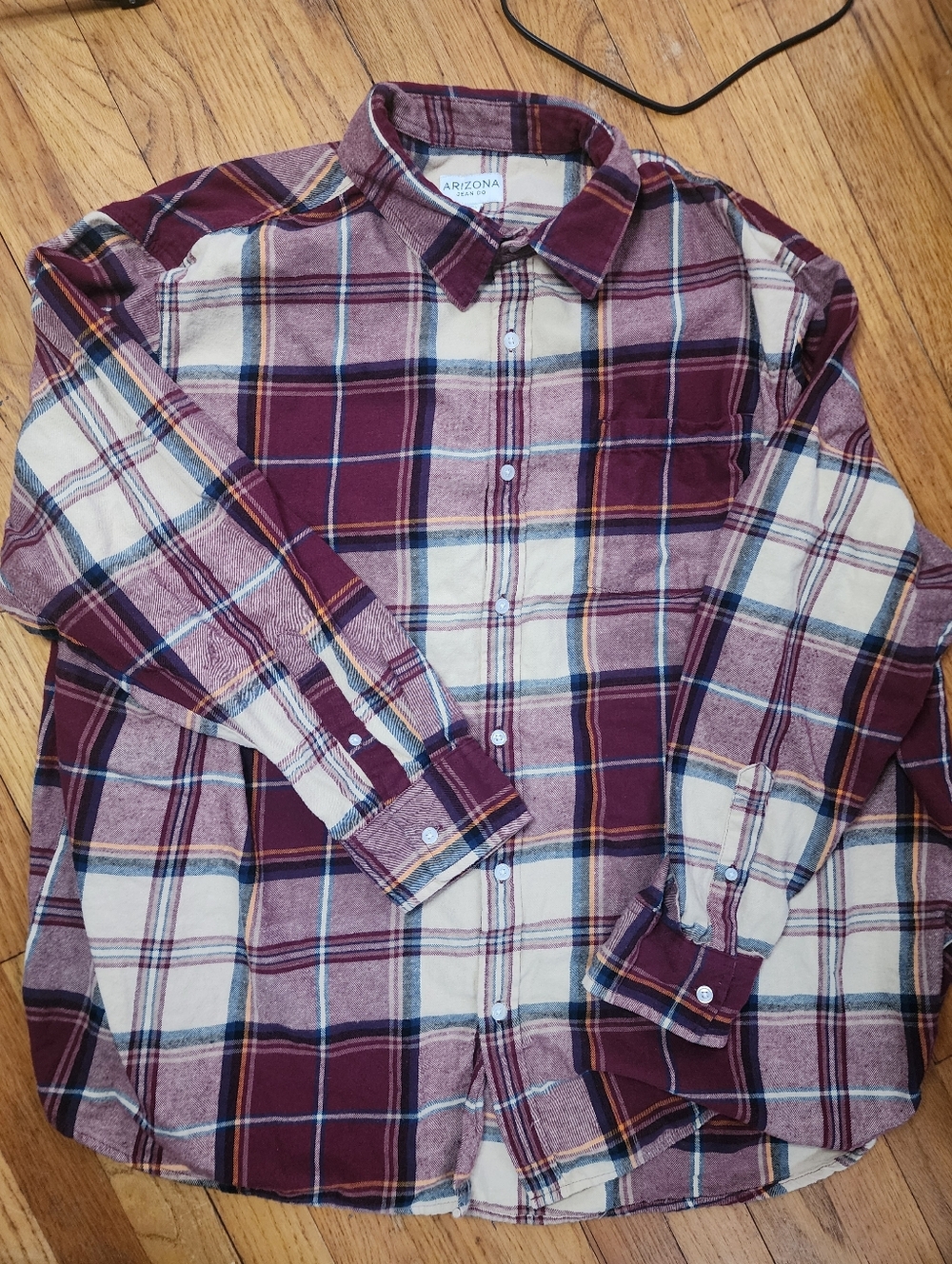 Arizona Jean Company Women's Burgundy Plaid Button-Up Shirt 2XL